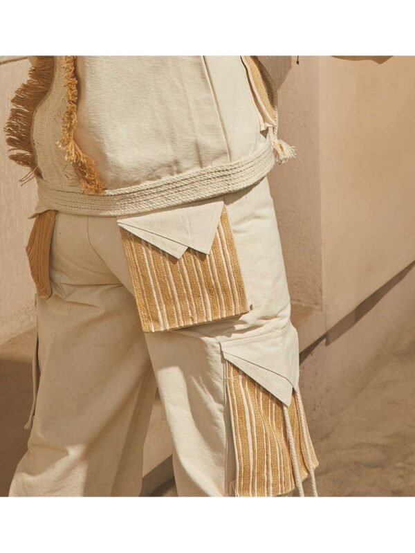Bold Jute Embellished Cotton Straight Pants - Image 3