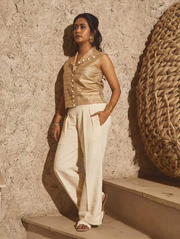 Versatile Tussar Silk Loose Fit Shirt - Image 4