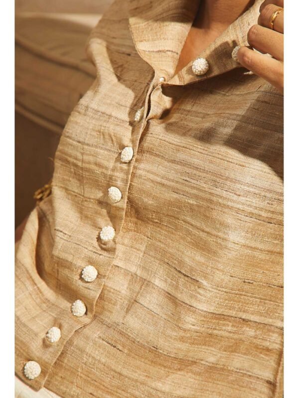 Versatile Tussar Silk Loose Fit Shirt - Image 5
